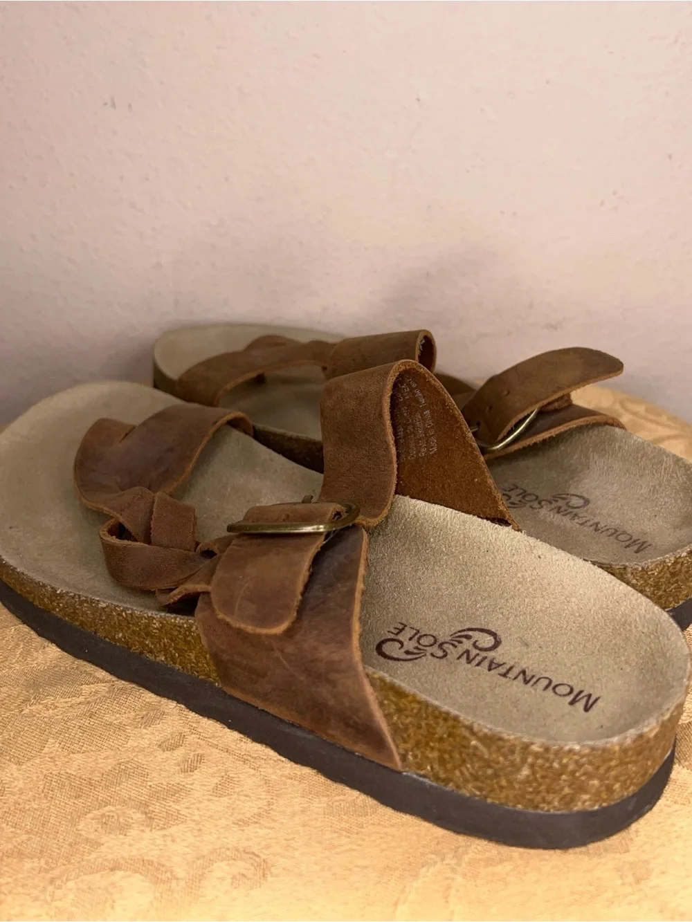 Size 8 Womens Mountain Some Brown Leather Sandals Braided Hippie Beach Boho